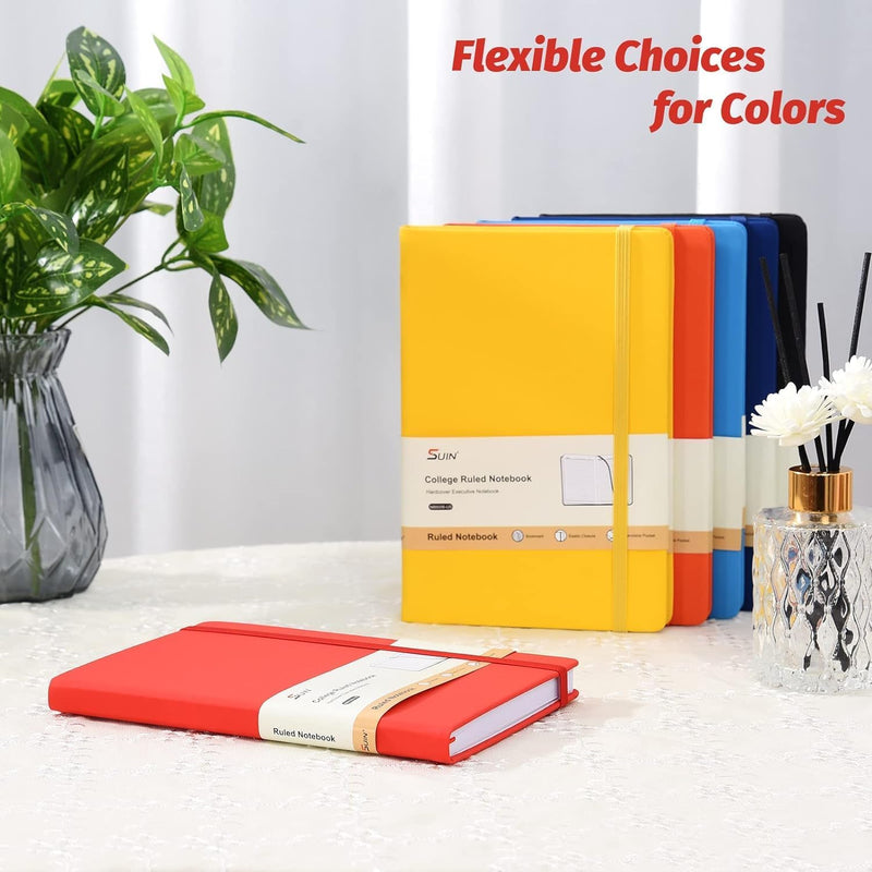 SUIN Hardcover-Journal-Notebooks, A5 Lined Journals Notebook for Writing 200 Pages, 8.2 x 5.5 inch, Classic Ruled Notebooks for Work/Travel/College (Multi-colors)