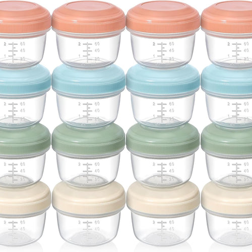 VITEVER [16 Pack] 4 oz Small Containers with Lids, Reusable Plastic Jars for Snack and Puree, Salad Dressing Container to Go, Deli Containers, Freezer Baby Food Containers, Dishwasher Safe, BPA Free
