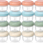 VITEVER [16 Pack] 4 oz Small Containers with Lids, Reusable Plastic Jars for Snack and Puree, Salad Dressing Container to Go, Deli Containers, Freezer Baby Food Containers, Dishwasher Safe, BPA Free