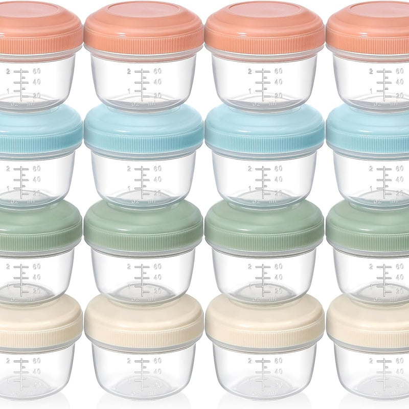VITEVER [16 Pack] 4 oz Small Containers with Lids, Reusable Plastic Jars for Snack and Puree, Salad Dressing Container to Go, Deli Containers, Freezer Baby Food Containers, Dishwasher Safe, BPA Free
