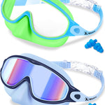Keary 2 Pack Kids Swim Goggles with Nose Cover for 3-12 Anti-UV Anti-Fog Pool Water Swimming Goggles Boys Girls Youth Toddler