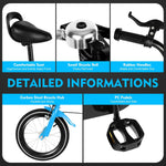 YIYIBYUS 14" Kids Bike, 14 Inch Children's Bicycle, Training Wheels, Adjustable Height, Dual Brake, Suitable for 3-6 Years Old