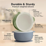 KeaBabies 2-Pack Baby Bowls with Suctions, Lids, BPA-Free Silicone (Slate) | Toddler Suction Bowls for Baby Boys, Girls, Kids, Food Grade Silicone, Dishwasher Safe, BLW Feeding, Baby Eating Essentials