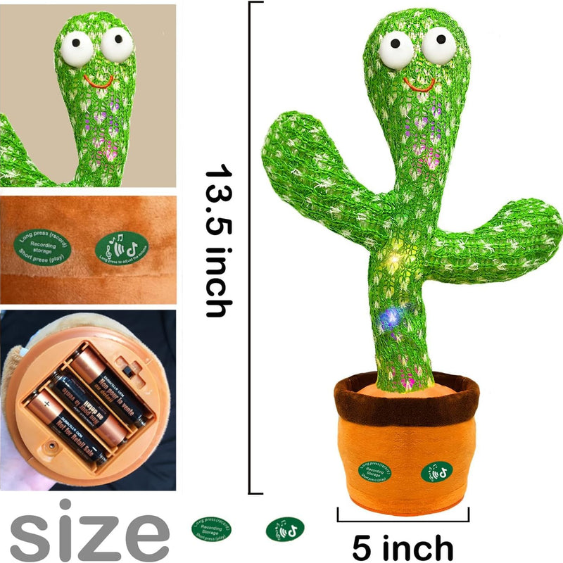 Interactive Baby Toy Dancing Talking Cactus, Singing Musical Record, Volume Adjustment for Infant 6-18 Months
