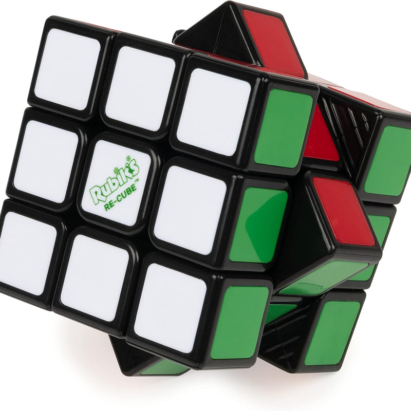 Rubik's Re-Cube 3x3 Cube Made with 100% Recycled Plastic, Color-Matching Puzzle for Ages 8 & Up