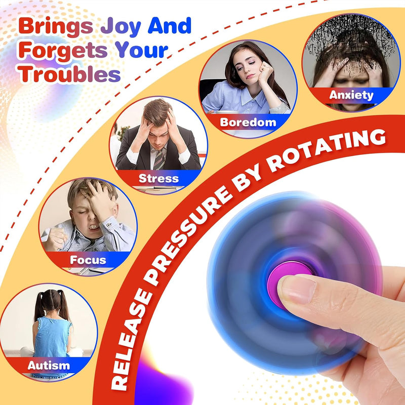 Fidget Spinner 2 Pack, Fidget Toys Adults Metal Fidget Spinners Fidget Toys for Kids for Autism ADHD Anxiety Gift for Teens Boys