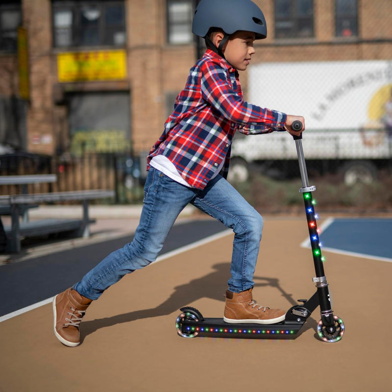 Jetson Jupiter Kids 2-Wheel Light-Up Kick Scooter for Ages 5+ with Adjustable Handlebar and Rear Brake