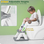 Rabb 1st® Potty Training Seat, Toddler Toilet Seat for Kids Boys Girls, 2 in1 Potty Training Toilet with Step Stool, 6 Adjustable Height, Splash Guard, Stable Triangular Anti-Slip Design(Grey)