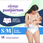 Always Discreet Postpartum and Adult Incontinence Underwear for Women, Small/Medium, Maximum Protection, 14 Count