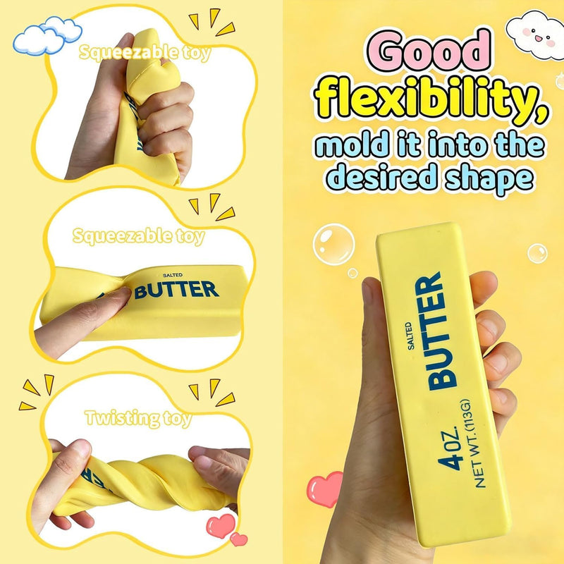 QHPOQU 2 Packs Slow Rising Squishy Butter Squeeze Toys Pack Sensory Stress Relief Squishies Soft & Stretchy Fidget Toys for Anxiety Relief Party Favors Squishy Butter