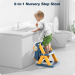 Rabb 1st® Potty Training Seat, Toddler Toilet Seat for Kids Boys Girls, 2 in1 Potty Training Toilet with Step Stool, 6 Adjustable Height, Splash Guard, Stable Triangular Anti-Slip Design