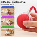 Smart Interactive Automatic Electric Rolling Moving Rechargeable Motion Activated Self Play Electronic Stimulation Chase Teaser Ball Toy with Rope for Indoor Bored Adult Cat and Dog Not Chewing, Pink