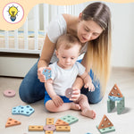 kecristv Montessori Toys for 1-3 Year Olds, Shape Sorter Wooden Toys for Toddlers, Learning Educational Sensory Stacking Toy