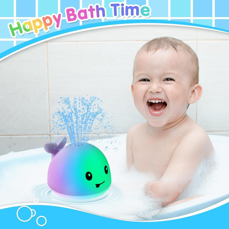 Gigilli Rechargeable Light-Up Whale Bath Toy: Fun Water Sprinkler for Toddlers 1-3 Years