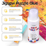 YAKAMOZ Jigsaw Puzzle Glue with Sponge Head for Adults Clear Water-Soluble Craft Puzzle Glue Quick Dry for 1000/1500/3000 Pieces of Puzzle,120ML