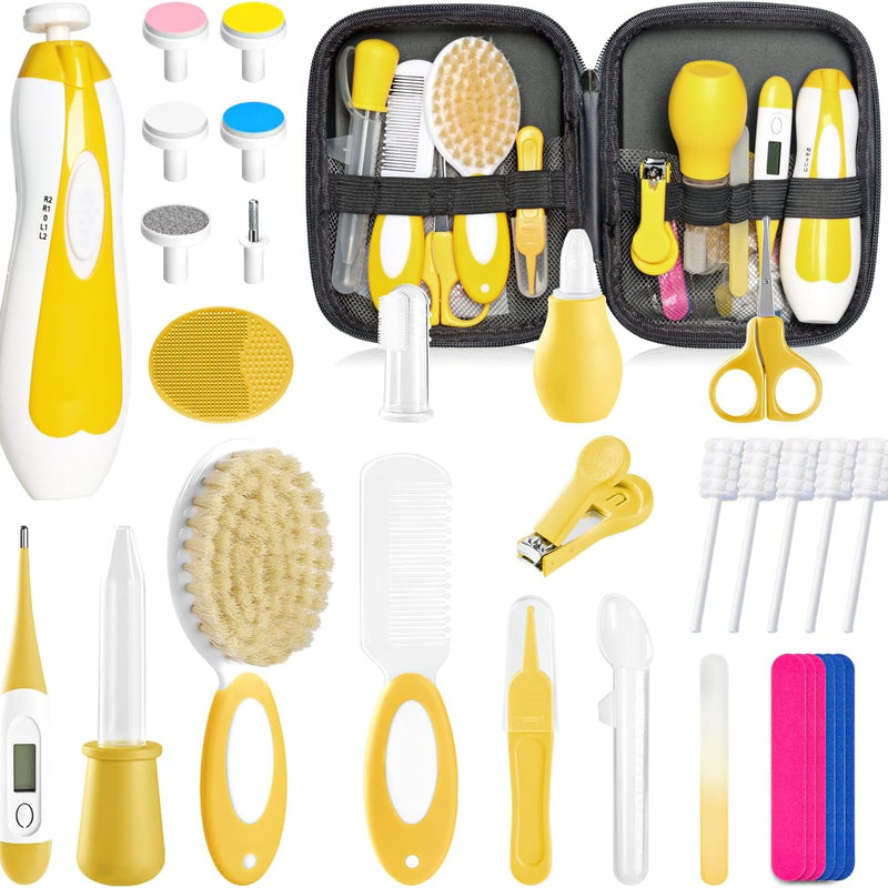 Baby Healthcare and Grooming Kit for Newborn Kids, 24PCS Upgraded Safety Baby Care Kit, Newborn Nursery Health Care Set, Baby Care Product (Grey White)