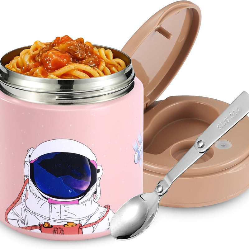 Thermo for Hot Food Kids - 15.2oz, Leak Proof Insulated Food Jar, Soup Thermo, Insulated Lunch Containers, Termos Para Comida Caliente, Wide Mouth Lunch Box with Folding Spoon and Handle