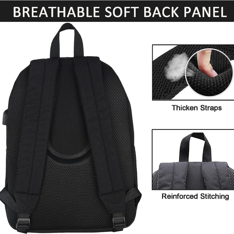SUPACOOL Casual Laptop Backpack for Men and Women, Work backpack, Black Backpacks, College School Backpack for Boys and Girls, Lightweight Travel Back Pack(Black)