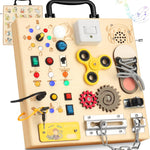 25-in-1 Montessori Busy Board with LED Lights, Sensory Activities for Toddlers 1-3 Years