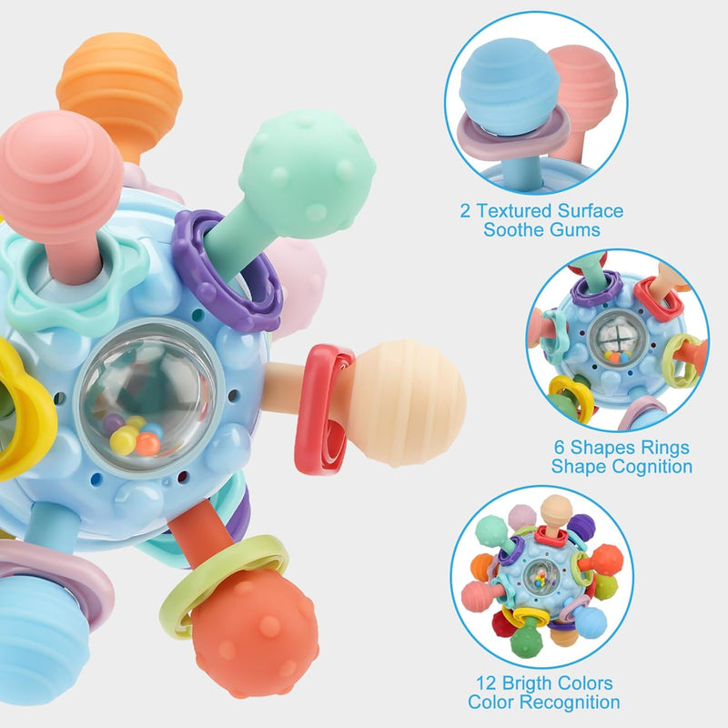Baby Montessori Sensory Toys, Teether Teething Toys for 0-6 12 Months
