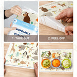 Babebay Disposable Stick-on Placemats 40 Pack for Baby & Kids & Toddler, Sticky Placemats Restaurant Table Mats 12" x 18" (Animal Alphabet)
