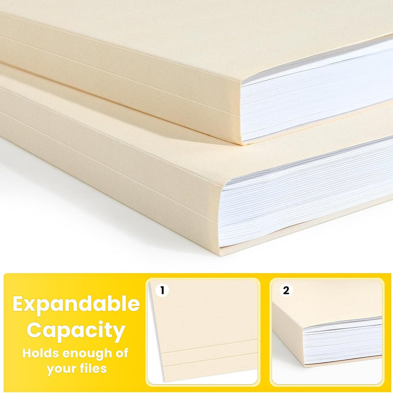 SUNEE File Folders, 30 Pack Manilla Folders 8.5 x 11, 1/3 Cut Tab for Easy Labeling and Organization, Durable Standard Paper for Home, Office, School Filing