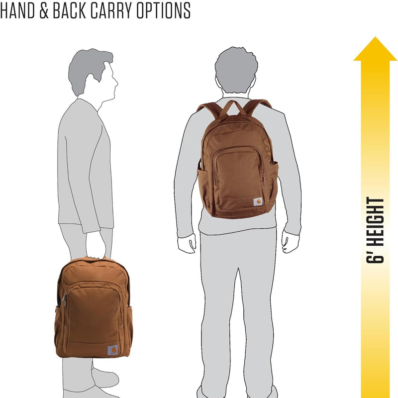 Carhartt 25L Classic Laptop Backpack, Durable Water-Resistant Pack W/ 16" Laptop Sleeve and Multiple Organizational Compartments, Black