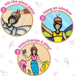 Imagimake Window Art - Princess, DIY Mess-Free 16 Pieces Suncatcher Kit | Stained Glass Painting Craft Activity for Kids, Birthday Gift for Girls Ages 5,6,7,8,9,10,12 Years Old