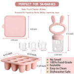 Baby Breastmilk Popsicle Molds & Baby Fruit Feeder (4 Pack), Infant Food Freezer Tray Storage Containers, Silicone Teething Pacifier Feeder and Teether for Babies（Pink&Purple）