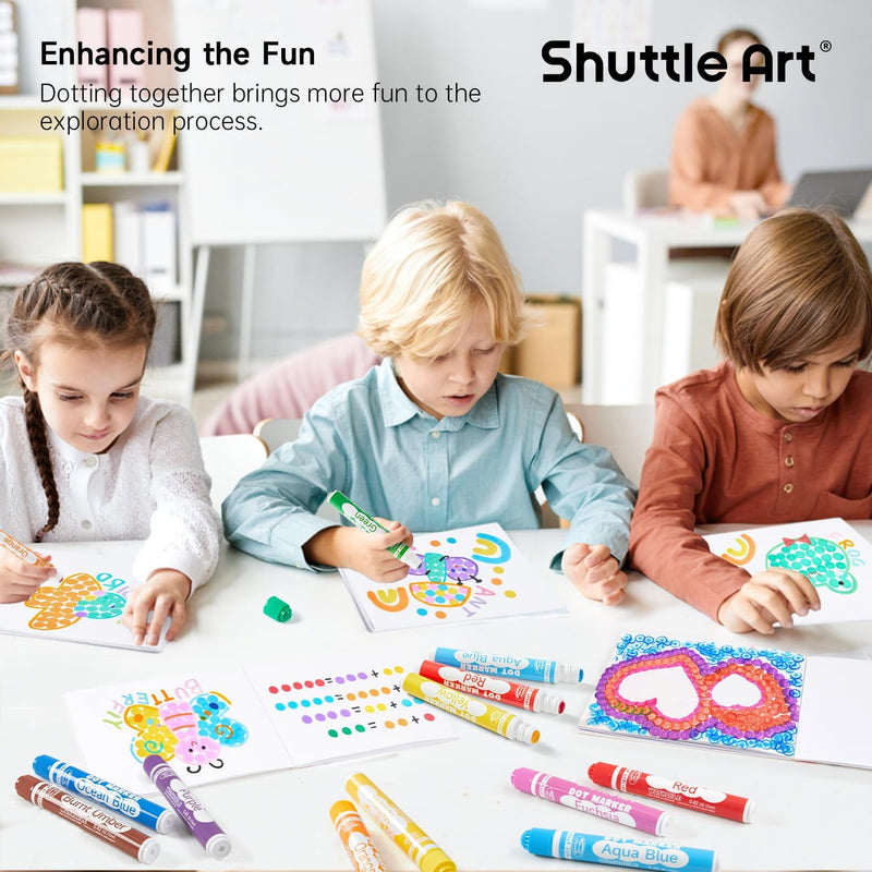 Shuttle Art 60 Pack Dot Markers, 12 Colors x 5 Sets Washable Bingo Daubers, Fun Art Supplies for Kids and Preschoolers, Non Toxic Water-Based