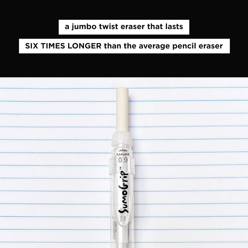 SAKURA 50280 SumoGrip 0.9-mm Pencil with Eraser, Clear