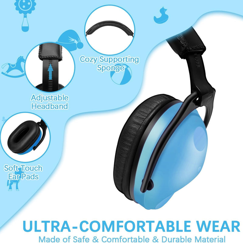 ZOHAN Kids Ear Protection 2 Pack, 25dB NRR Noise Cancelling Headphones for Kids, with Pillowy Pads, for Monster Truck, School, Autism, Sensory, Fireworks, Concerts, Events (Blue+Green)