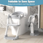 Potty Training Seat, Toddler Potty Training Toilet with Step Stool Ladder for Kids Boys Girls, 3 in 1 Foldable Toilet Seat Potty Chair with Urinals, Splash Guard, Handles, Anti-Slip Pad,Grey