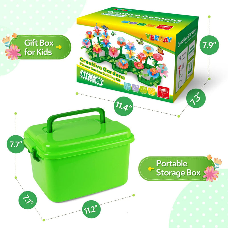 YEEBAY Flower Garden Building Toys for Girls Ages 3-7 - STEM Gardening Set with 148 PCS