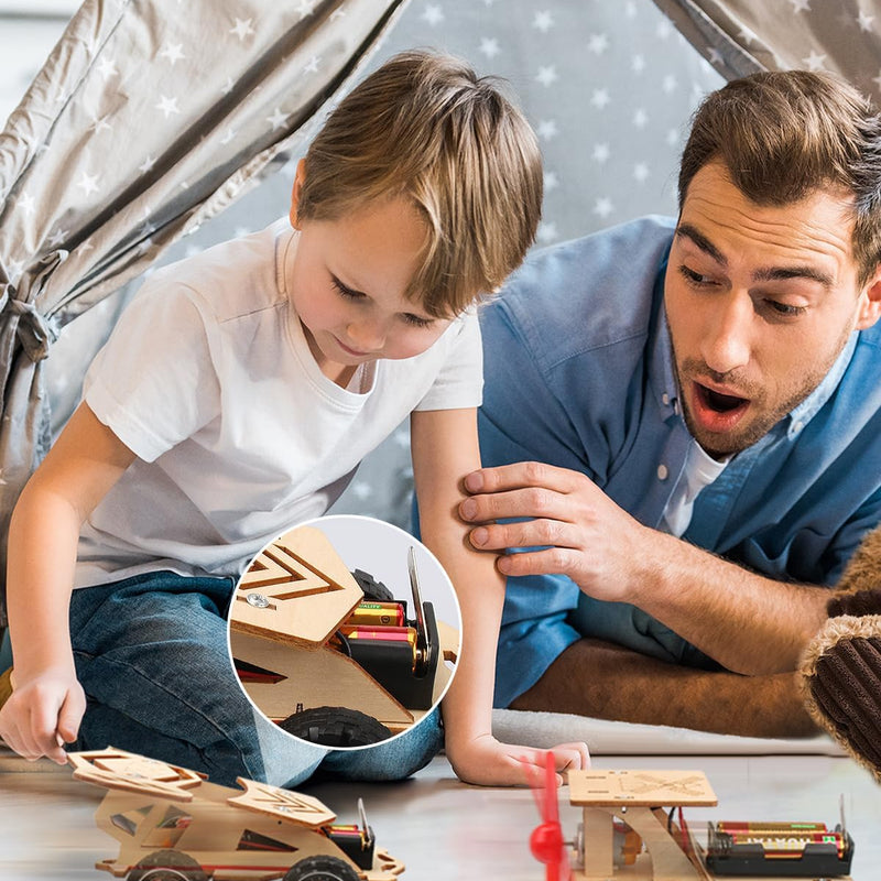 Poraxy 5-in-1 STEM Kits: Science Building Projects, Model Cars, Wooden 3D Puzzles for Kids 8-13