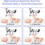 XIXILAND Baby Spiral Plush Toys, Black and White Baby Car Seat Toys, High Contrast Infant Newborn Toy 0-6 Months for Stroller Crib Mobile, Sensory Toy Best Gift for 0 3 6 9 12 Months Boys Girls