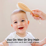 Wooden Baby Hair Brush for Toddler, Infant Cradle Cap (Walnut, Regular) | Soft Goat Bristles Brush for Newborn Girl, Boy Hair, Scalp, Styling, Gentle Grooming, Baby Comb, Baby Bath Essentials