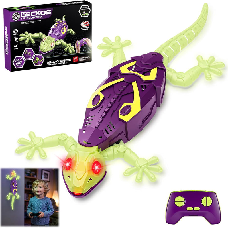 Glow in the Dark RC Wall Climbing Gecko Robot, Remote Control, Ages 5-8, Kids Birthday Gifts