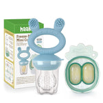 Haakaa Baby Fruit Food Feeder & Mini Freezer Nibble Tray Combo, Breastmilk Popsicle Molds for Cooling Relief, BPA Free Silicone Feeder for Safe Infant Self Feeding, 4 Month+ (Pea Green)