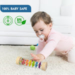Montessori rain stick for 6-12 months, 1 year old baby rattle toy with 7.7 inch wooden rainmaker