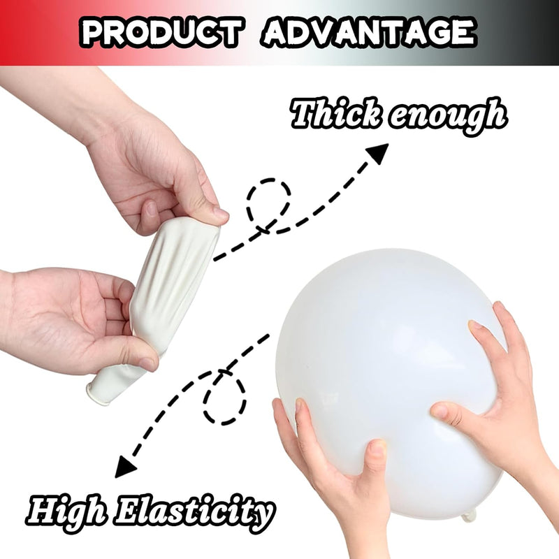 12 inch Matte Black Red and White Latex Balloons 100-Pack for Birthday Party Decorations
