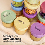 KeaBabies 12pk 4oz Glass Baby Food Containers with Lids, Leak-Proof (Nord) | Microwavable Small Glass Jars, Baby Purees, Toddler Snack Storage Containers, BPA-Free, Dishwasher-safe, Freezer Safe