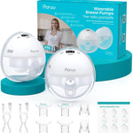 Paruu Hands Free Breast Pump P16, Wearable Breast Pump Electric Portable with 4 Modes & 12 Levels, Max 309mmHg Strong Suction 19/21/24mm Flange Inserts Wearable Breastfeeding Pump, 2 Pack White