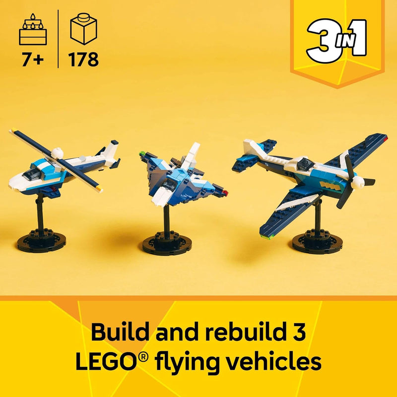 LEGO Creator 3 in 1 Aircraft Building Toy Kit for Kids, Ages 7+, with 3 Building Options