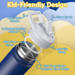 baab 18oz Kids Insulated Water Bottle 18/8 Stainless Steel Straw Cup 2 Pack | BPA-Free, DIY Stickers, Leakproof & Spillproof, Easy to Clean & Carry, Gift for Boy Girl Youth, for School Sport Travel