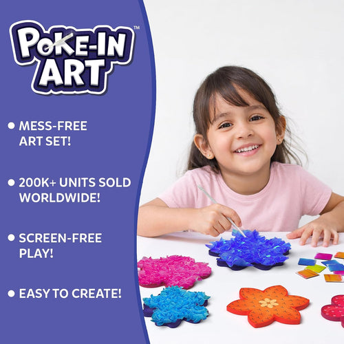 Skillmatics Poke-in Art – Flower Bouquet, Wood Craft Kit, Gift for Kids | Mess-Free, DIY Room Decor, Fine Motor Skills, Pretend Play, Screen-Free Travel Activity, Girls & Boys Ages 4, 5, 6, 7, 8, 9