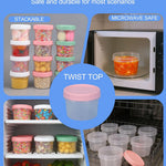 Food Storage Containers, 12 Pack 4 oz Freezer Storage Containers with Twist Top Lids, Leakproof, BPA Free, Microwave & Dishwasher Safe Takeout Container - Ideal for Soup and More