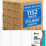 Rosmonde Loose Leaf Paper, 900 Sheets, 6 Pack, Wide Ruled, 8" x 10.5", Bulk Office Filler Sheets, 3 Hole Punched, 150 Sheets/Pack, Wide Ruled for 3 Ring Binder, Filler Notebook Paper, White
