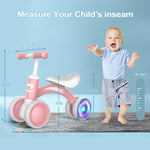 Gamfeiny Colorful Lighting Baby Balance Bike, 10-36 Month Toddler Bike with Silence Wheels & Soft Seat, No Pedal, 1st Birthday Gift