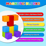 Large Magnetic Building Blocks for Toddlers, 1.65 inch Cubes in Rainbow Theme, 12 PCS, 1-3 Years Old
